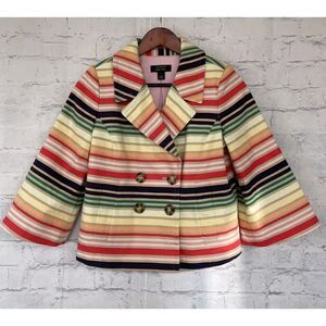 Halogen Atlantic-Pacific Striped Short Trench Jacket Size Medium
